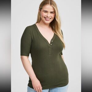 Torrid Ribbed Henley Top